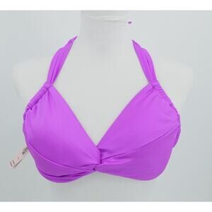 Victorias Secret Bikini Top Womens L Purple Swimwear Tie Neck Beach Vacation NWT